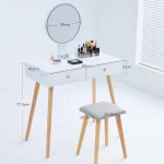 Dressing Table with Mirror and Stool - Image 4